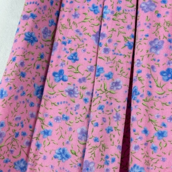 Vintage One Hanes Place Womens Pink Floral‎ pleated midi skirt cottagecore sz M - Picture 2 of 13